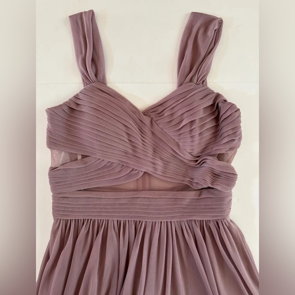 EVA USA 3125 Mauve Maxi Gown with Pleating and Mesh Panels size Medium - Picture 7 of 11